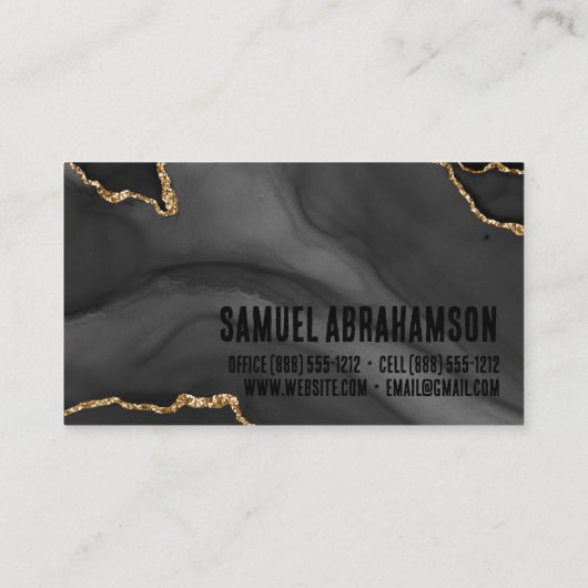 プレミアブラックと金ゴールドグリッターアゲートミニマリスト 名刺 (裏面)