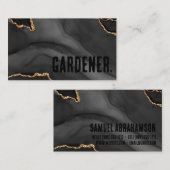 プレミアブラックと金ゴールドグリッターアゲートミニマリスト 名刺 (正面/裏面)