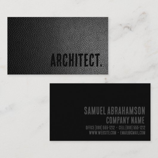プレミアブラックレザーフェイクアーキテクト 名刺 (正面/裏面)