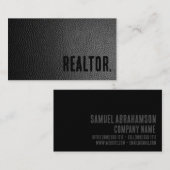 プレミアブラックレザーフェイク不動産仲介業者 名刺 (正面/裏面)