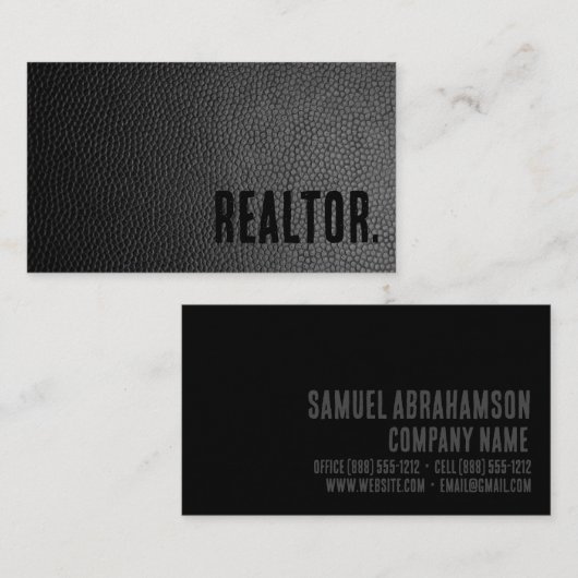 プレミアブラックレザーフェイク不動産仲介業者 名刺 (正面/裏面)