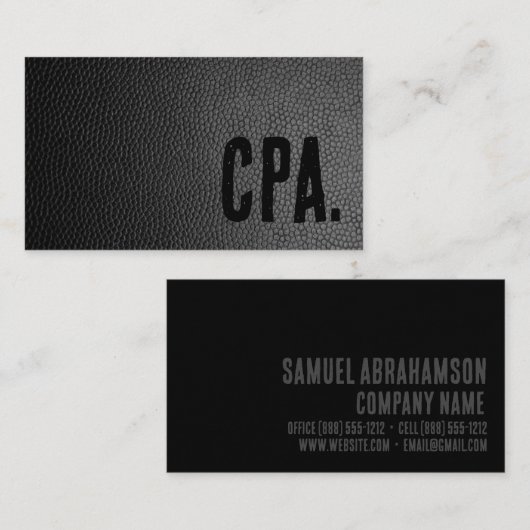 プレミアブラックレザーフェイク会計士 名刺 (正面/裏面)