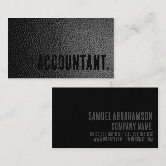プレミアブラックレザーフェイク会計士 名刺 (正面/裏面)