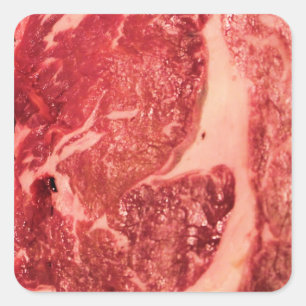 プレミアムな生の赤肉 マーブル模様のステーキ マクロ写真 スクエアシール