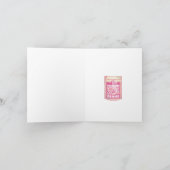 プレミアムエスプレッソのコーヒー豆ピンクの食べポップ・アートの物アート カード (内部)