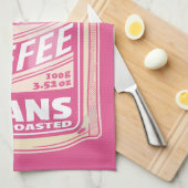 プレミアムエスプレッソのコーヒー豆ピンクの食べポップ・アートの物アート キッチンタオル (四つ折り)