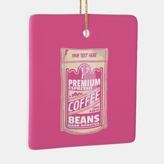 プレミアムエスプレッソのコーヒー豆ピンクの食べポップ・アートの物アート セラミックオーナメント (右)