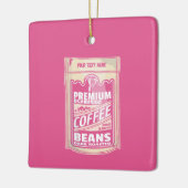 プレミアムエスプレッソのコーヒー豆ピンクの食べポップ・アートの物アート セラミックオーナメント (左)