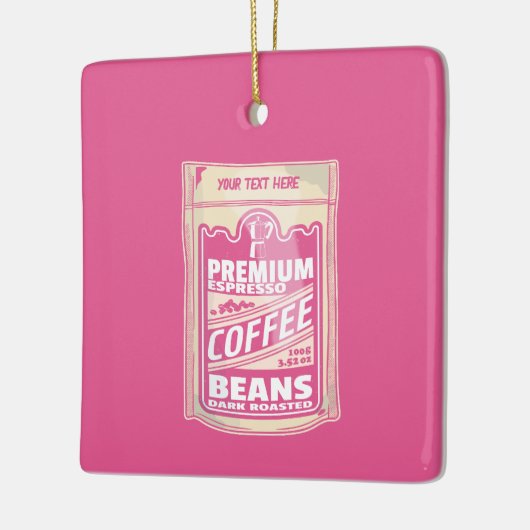 プレミアムエスプレッソのコーヒー豆ピンクの食べポップ・アートの物アート セラミックオーナメント (左)