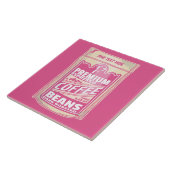 プレミアムエスプレッソのコーヒー豆ピンクの食べポップ・アートの物アート タイル (側面)