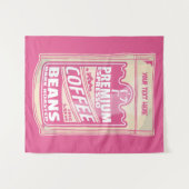 プレミアムエスプレッソのコーヒー豆ピンクの食べポップ・アートの物アート タペストリー (正面(横))