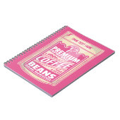 プレミアムエスプレッソのコーヒー豆ピンクの食べポップ・アートの物アート ノートブック (左側)