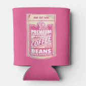 プレミアムエスプレッソのコーヒー豆ピンクの食べポップ・アートの物アート 缶クーラー (裏面)