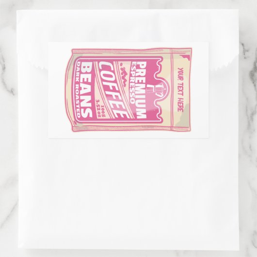 プレミアムエスプレッソのコーヒー豆ピンクの食べポップ・アートの物アート 長方形シール (バッグ)