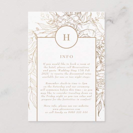 プレミアムエレガント金ゴールドモノグラムリース結婚ズ エンクロージャーカード (正面)