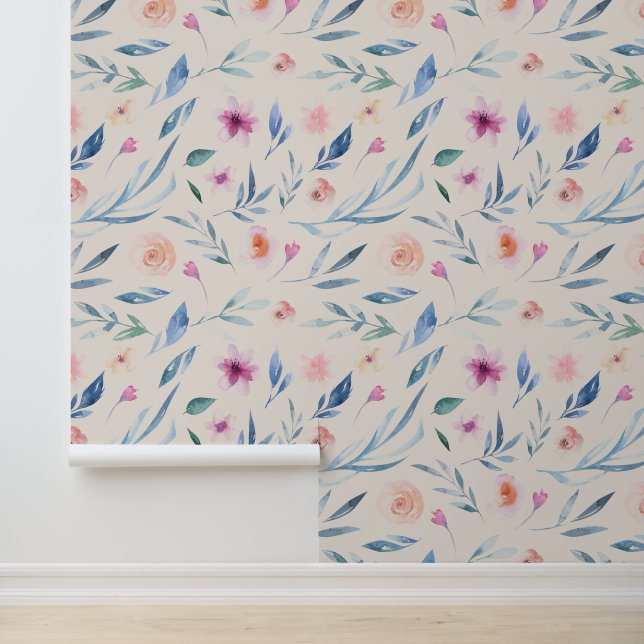 プレミアムエレガント | 水彩花オンクリーム 壁紙 (アプリケーション)