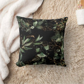 プレミアムオニキスモダンユーカリプタスブラック装飾用クッション クッション (ブランケット)
