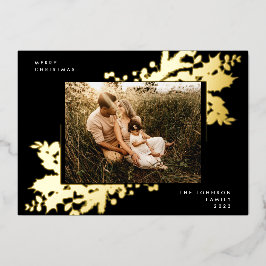 プレミアムオニックスクリスマス金ゴールド植物写真フレーム 箔シーズンカード