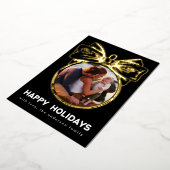 プレミアムオニックスゴールデン数々のフォトオーナメントハッピー 箔シーズンカード (回転した状態)