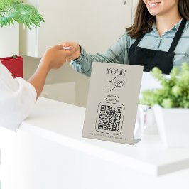 プレミアムカスタムテキスト パステルバニラQRコードロゴ 台座サイン
