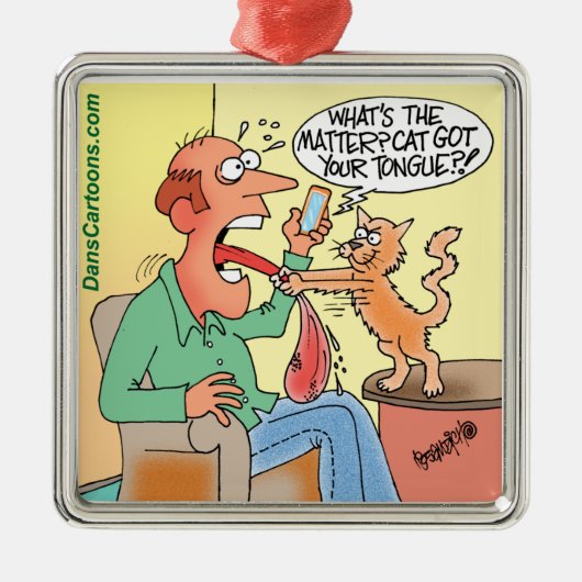 プレミアムキャットカートゥーンクリスマスツリーオーナメント メタルオーナメント (正面)