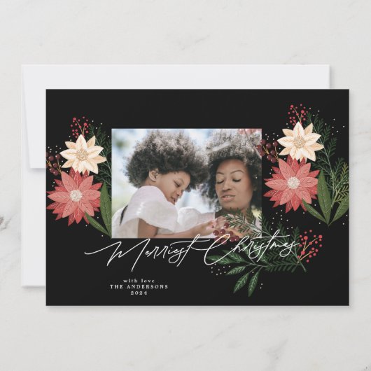 プレミアムクフォーマルリスマスポインセティアホリデーパーティー 招待状 (裏面)