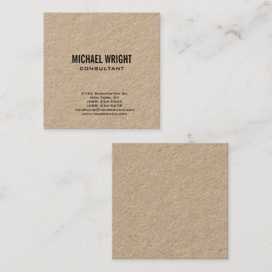 プレミアムクラフトプレーンモダンミニマシンプルリスト スクエア名刺 (正面/裏面)