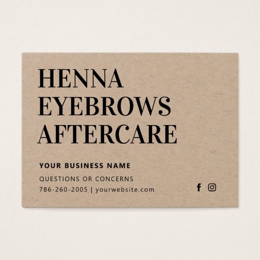プレミアムクラフトヘンナブローズアフターケアカードアドバイス (正面)