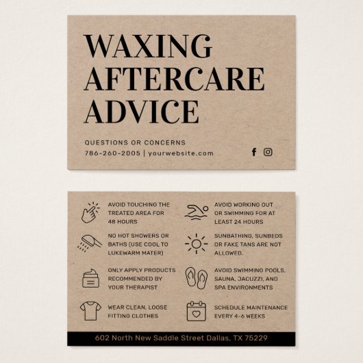 プレミアムクラフトワックス付きアフターケアカードヘア取り外し (正面&裏面)