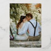 プレミアムグリーンゴールドフォイル結婚フォト 箔招待状 (裏面)