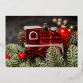 プレミアムグリーン金ゴールドスターズメリークリスマスビジネス 箔シーズンカード (裏面)