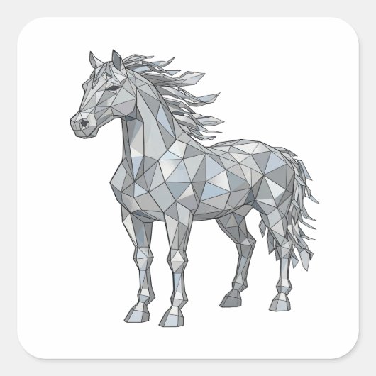 プレミアムグレー LOW POLY HORSE ステッカー デザイン (正面)
