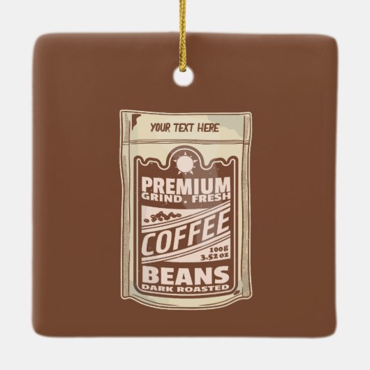 プレミアムコーヒー豆食品ポスターカフェバリスタ セラミックオーナメント (裏面)