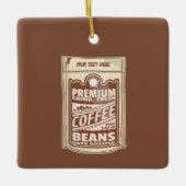 プレミアムコーヒー豆食品ポスターカフェバリスタ セラミックオーナメント (正面)