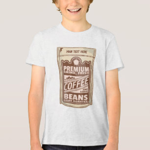 プレミアムコーヒー豆食品ポスターカフェバリスタ トライブレンドTシャツ