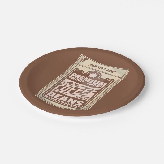 プレミアムコーヒー豆食品ポスターカフェバリスタ ペーパープレート (アングル)