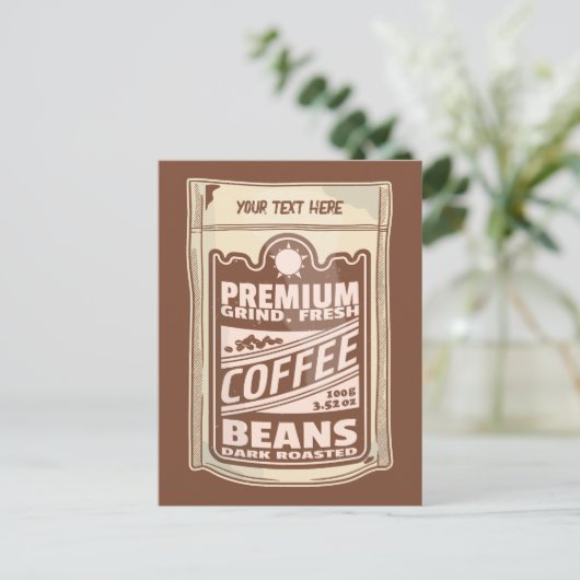 プレミアムコーヒー豆食品ポスターカフェバリスタ ポストカード (スタンド正面)