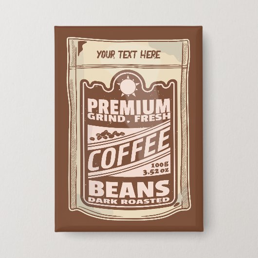 プレミアムコーヒー豆食品ポスターカフェバリスタ 缶バッジ (正面)