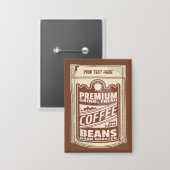 プレミアムコーヒー豆食品ポスターカフェバリスタ 缶バッジ (正面/裏面)