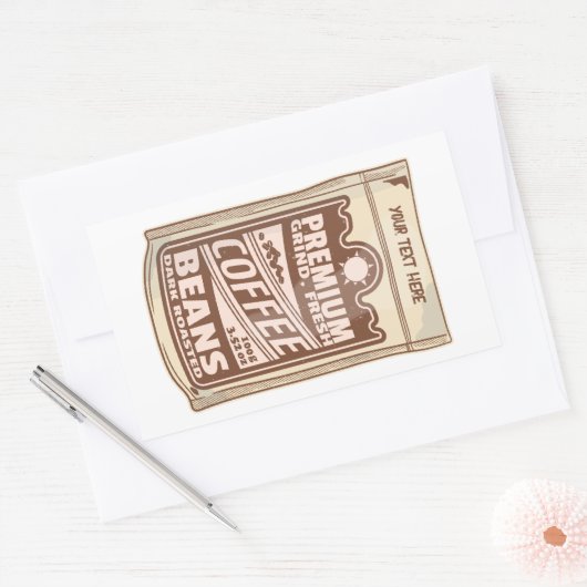 プレミアムコーヒー豆食品ポスターカフェバリスタ 長方形シール (封筒)