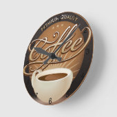 プレミアムコーヒー&コーヒーカップ ラウンド壁時計 (傾斜)