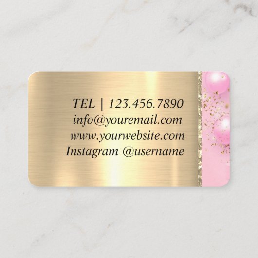 プレミアムゴールデンピンクバルーンラグジュアリー 名刺 (裏面)