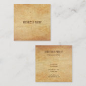 プレミアムシック懐かしい古い紙ルックテンプレート スクエア名刺 (正面/裏面)