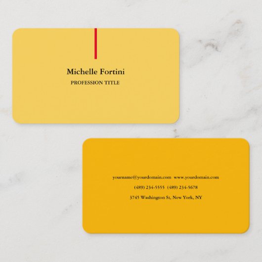 プレミアムシルクエレガントプレーンミニマリスト黄 名刺 (正面/裏面)