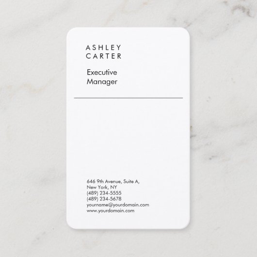 プレミアムシルクエレガントホワイトプレーンモダンミニマル 名刺 (正面)