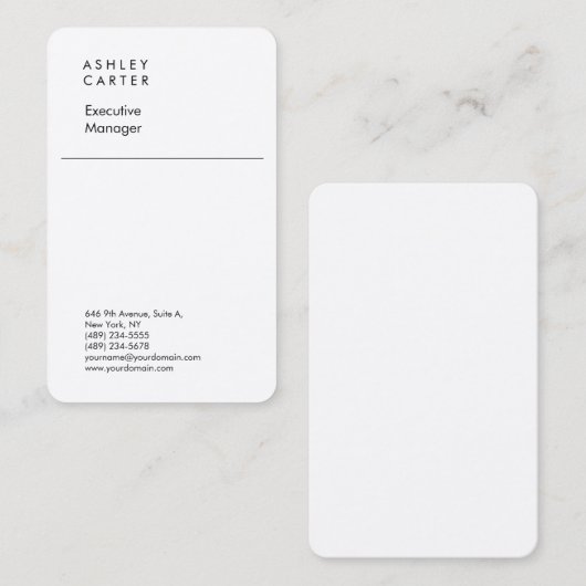 プレミアムシルクエレガントホワイトプレーンモダンミニマル 名刺 (正面/裏面)