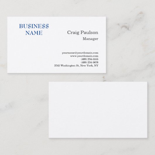 プレミアムシルクブルーホワイトミニマルモダンリスト 名刺 (正面/裏面)