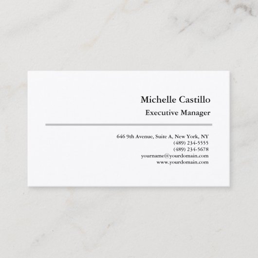 プレミアムシルクプレーンプロフェッショナルミニマルモダンリスト 名刺 (正面)