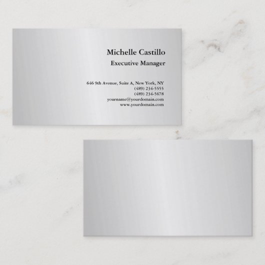 プレミアムシルクプロフェッショナルミニマリストシルバーグレー 名刺 (正面/裏面)