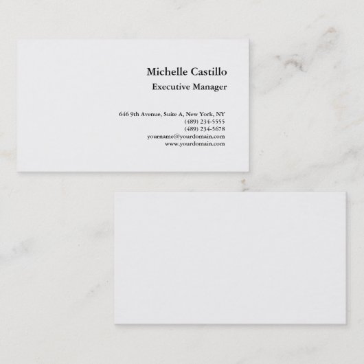 プレミアムシルクプロフェッショナルミニマリストライトグレー 名刺 (正面/裏面)